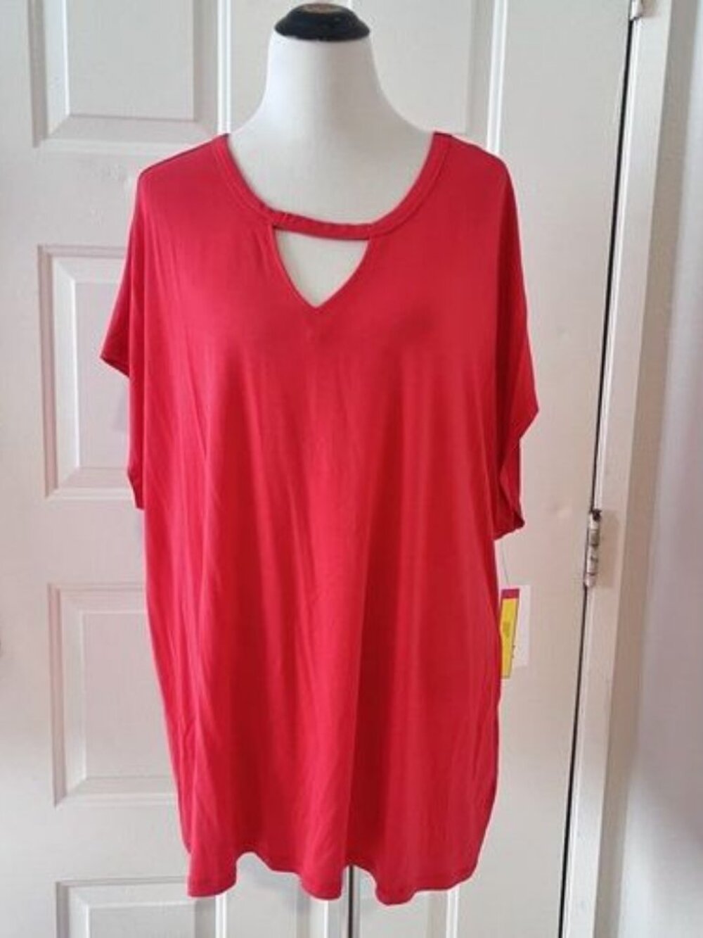 NEW Catherine Malandrino Women's Size 3X Short Sleeve Top T-Shirt Solid Red